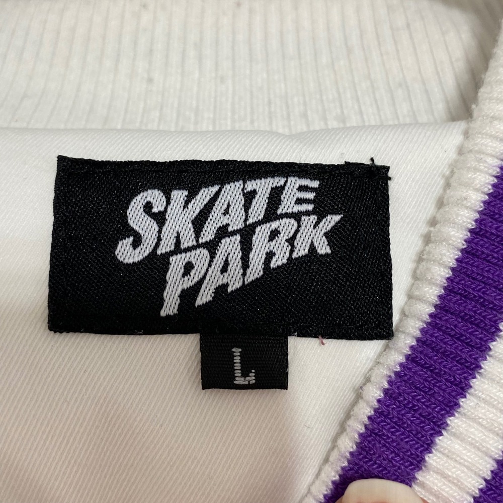 Skate Park Los Angeles Black Mamba Puffer Varsity Jacket White Purple Mens Large - Picture 2 of 11